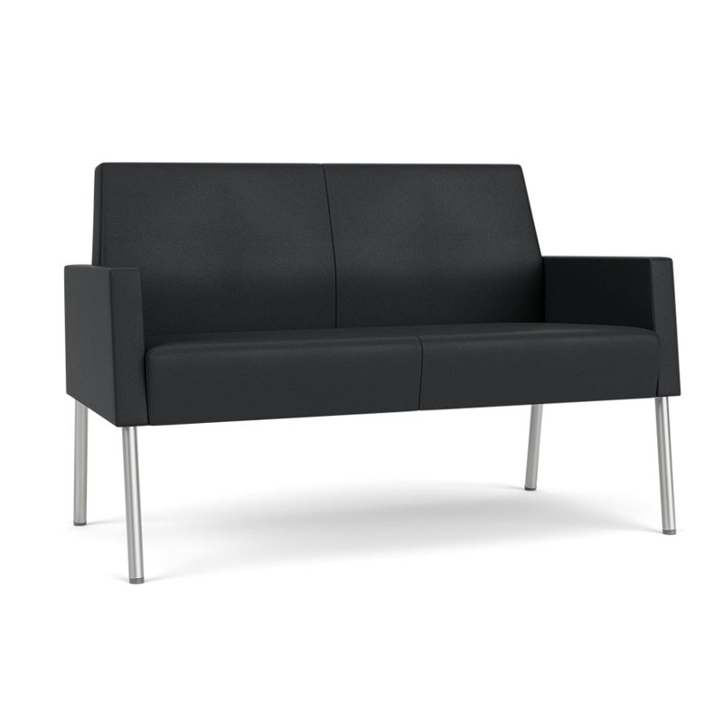 Mystic Lounge Reception Loveseat, Silver Steel, Modena Graphite