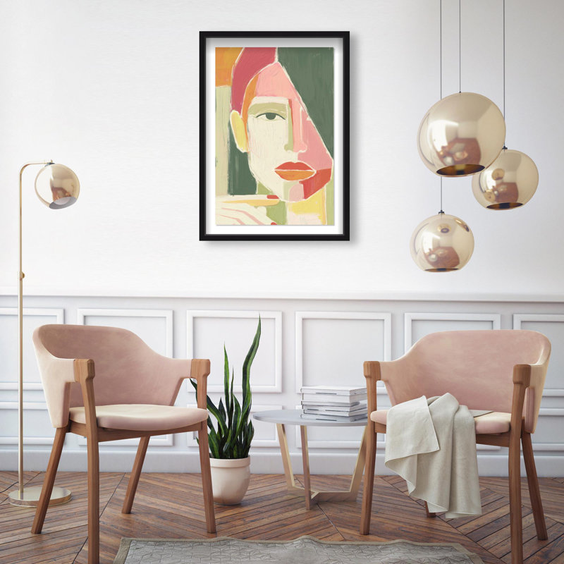 Oliver Gal Looking at You Abstract Portrait - Luxury Shadowbox Framed Wall Art, 31.5" H x 21.5" W, Black