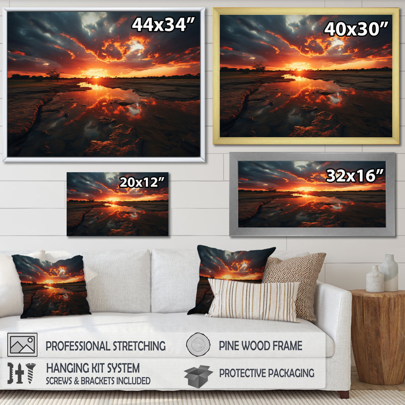 " Sunset Tangerine Dreams ", 16" H x 32" W x 1" D, Wrapped Canvas