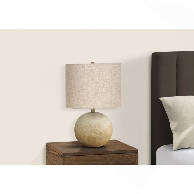 Lighting, H 20 ", lampe de table, béton beige, abat-jour beige, contemporain, Beige, Beige