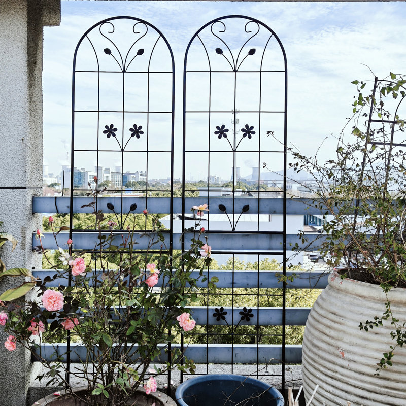 Paquet de 4, treillis de jardin en métal 86,7 po x 19,7 po, plante d'extérieur antirouille, noir, procédure d'assemblage simple et base de 19,7 po, méthode sans effort, solide