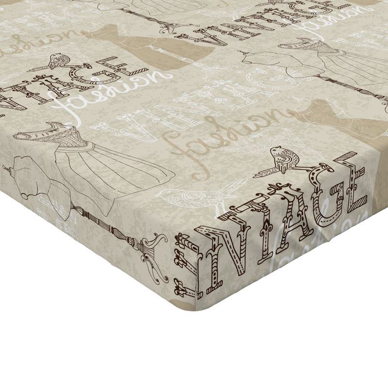 Ambesonne Retro Themed Fitted Sheet Vintage Victorian Vibe Dark Mustard Eggshell, Twin Fitted Sheet