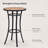 1-Piece 2-Person Round Bar Height Table, Powder-Coated Steel Frame with Brown Wood-Grain Top, Black & Brown 40-Inch Bistro Pub Table for Patio, Balcony, Home Bar & Breakfast Nook