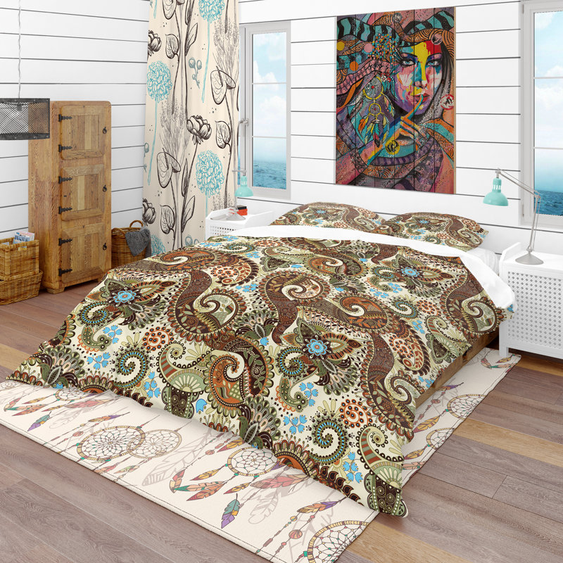 Ensemble de housse de couette rétro, Housse de couette double / grand + 2 taies