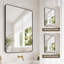 Miroir de salle de bain 24 po x 32 po noir, miroir de coin mural en métal-1684475876