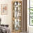 Oak Curio Showcase - Exquisite Design With Toppling And Illumination Corner Storage Unit Lighted In Stylish Adjustable Shelves-998179728