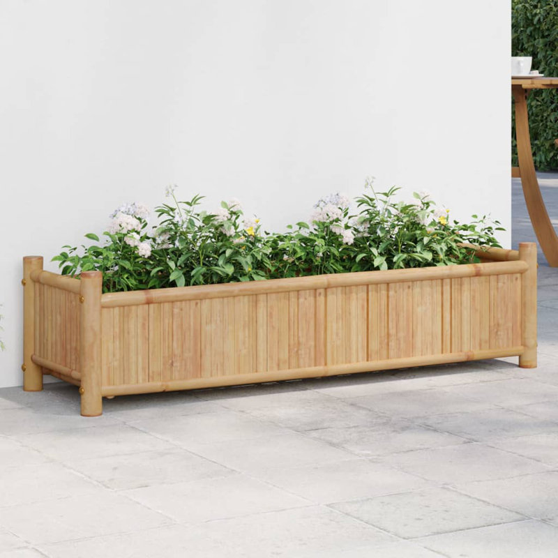 Bayou Breeze Planter 15.7"X15.7"X31.5" Bamboo, 9.8" H x 39.4" W x 11.8" D