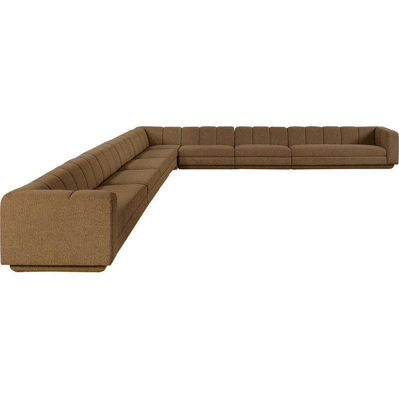 Tissu rembourré Landis 8 pièces Landis Canapé modulaire modulaire, Tissu brun