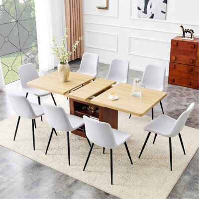 Ensemble de table et chaises en bois, table coulissante, chaises rembourrées pour le bureau et la salle à manger