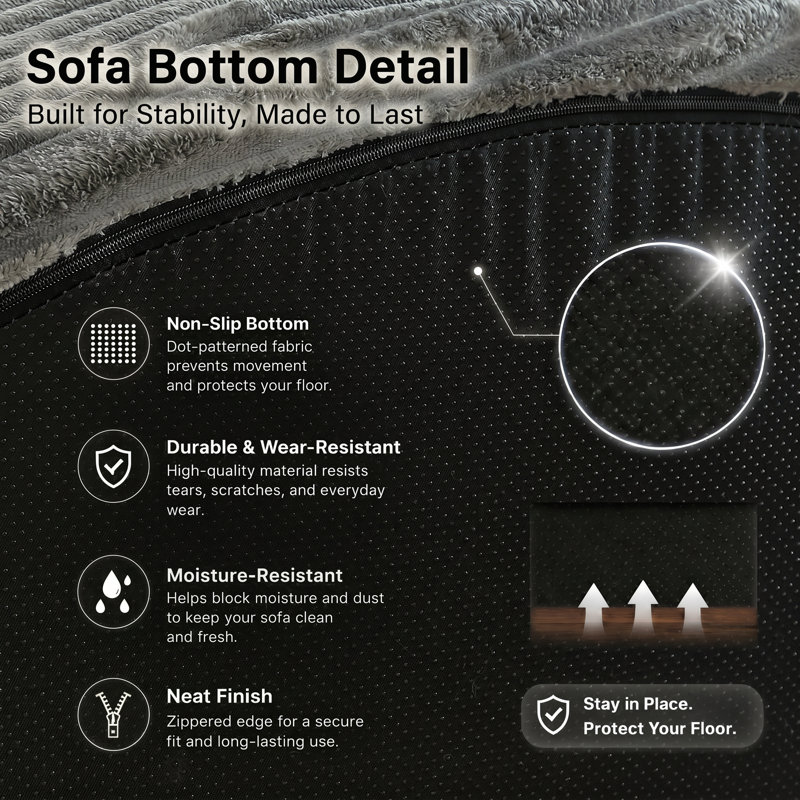 Canapé à compression modulaire Boneless, Gris, Velours côtelé