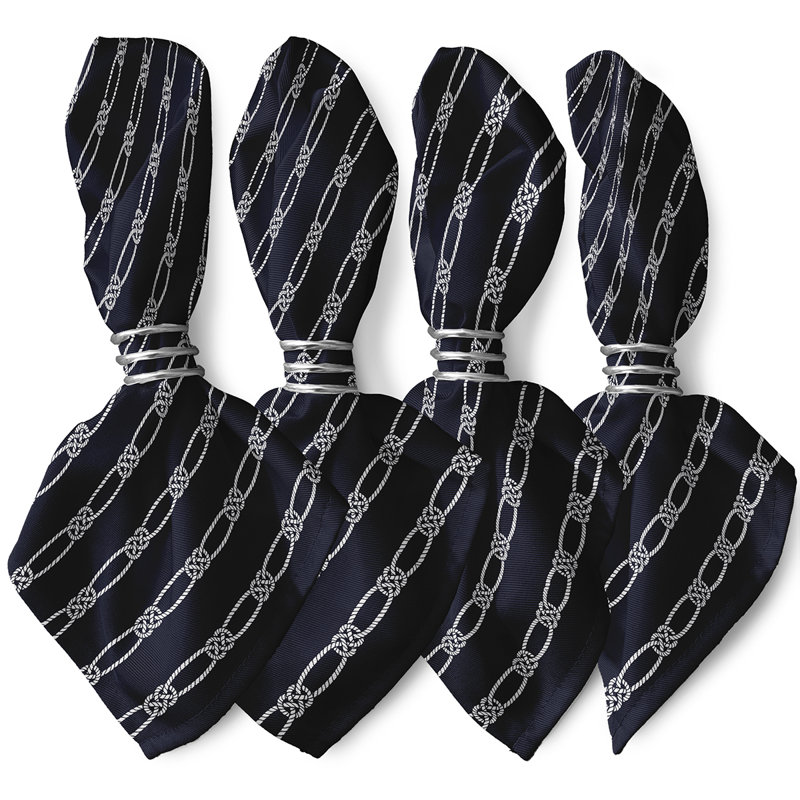 Lamija Polyester Striped Square Napkin, Navy