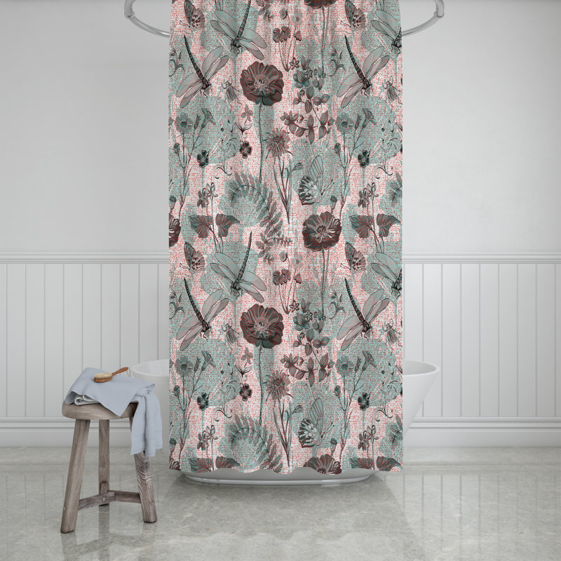 Rideau de douche simple à motif floral, H 72 po x l 70 po