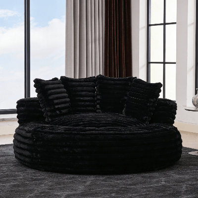 Canapé rond en velours côtelé 55,7 po