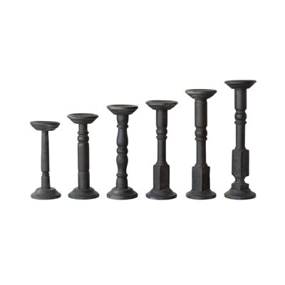 Found Turned Wood Pillar Candle Holders