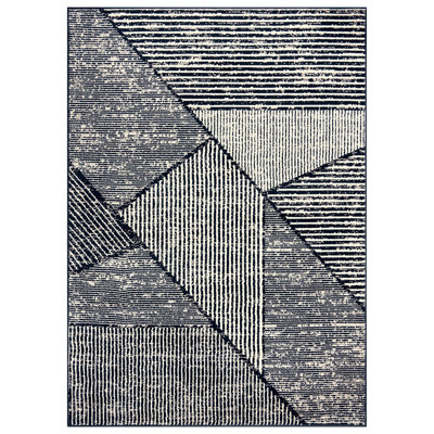 Tapis contemporain délavé à motif géométrique