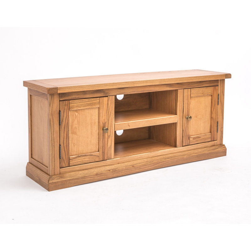 Rimmer TV Stand for TVs up to 55", Light Wood/Brass