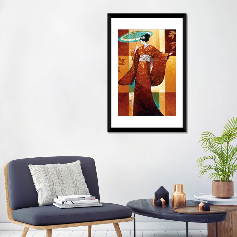 «Misaki», impression sur toile, H 24 po x l 16 po x P 1 po, Papier d'art encadré noir, Blanc