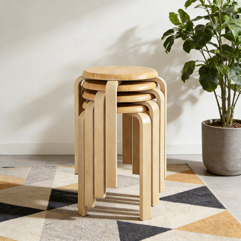 Stackable Bentwood Stool Set of 4