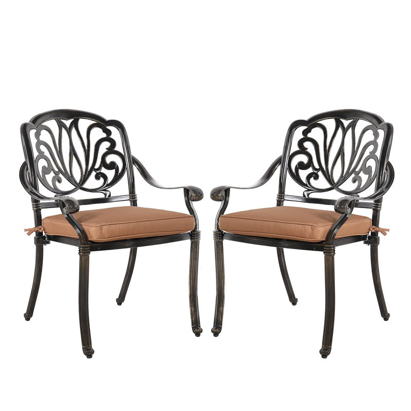 Chaise de salle à manger empilable Cathlene, Kaki / bronze antique
