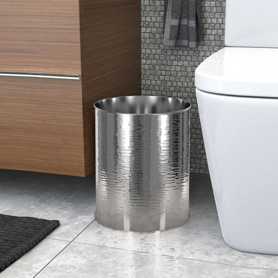 Stainless Steel Wastebasket, 7Qt, Shinny Silver Finish