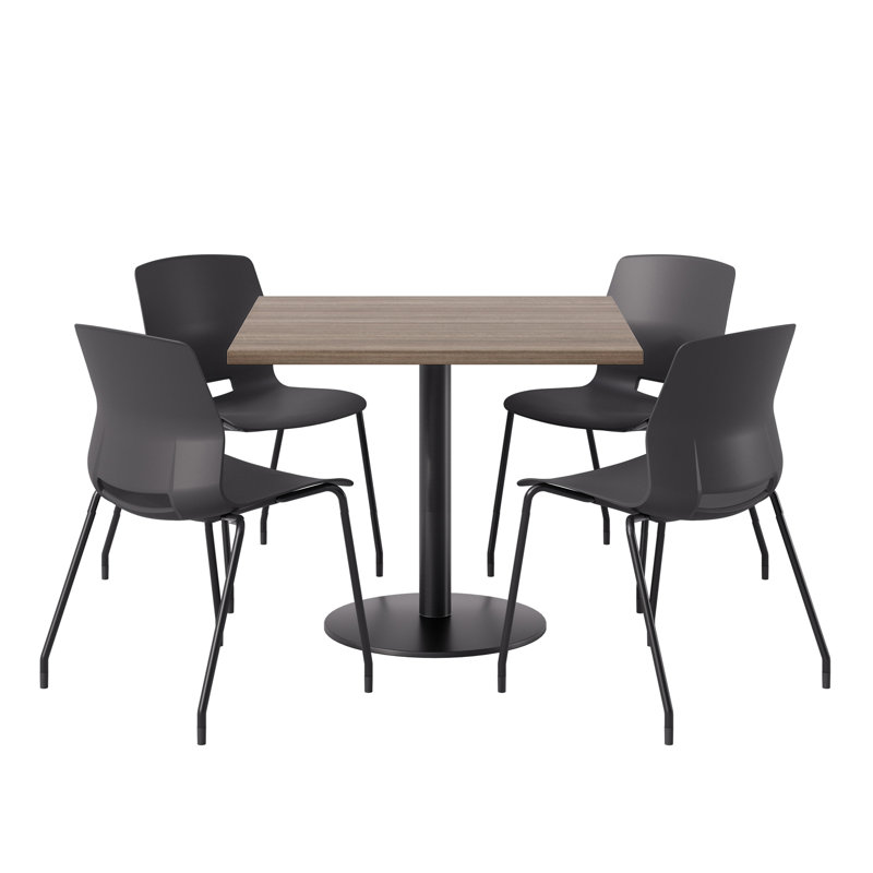 Ensemble repas pour 4 personnes à hauteur de bar, H 41 po x L 36 po x l 36 po, Teck studio, Noir