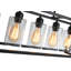 Sandra 5 - Light Kitchen Glass Shade Metal Frame Island Linear Pendant Light Fixture