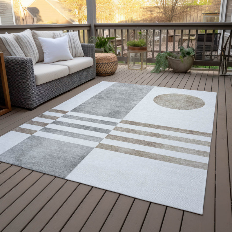 Tapis intérieur / extérieur lavable à la machine Jocelyn ACN2131, Rectangle 10 pi x 14 pi