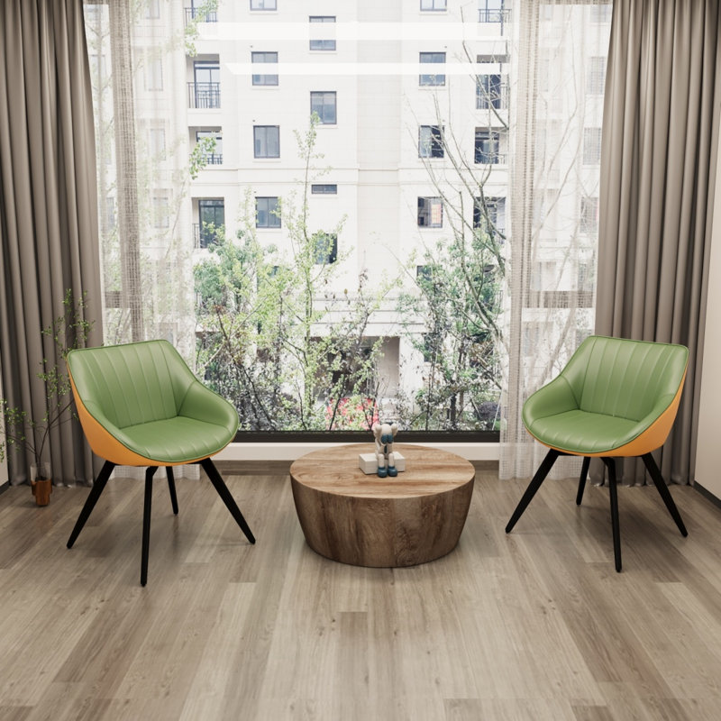 Ensemble de table basse 29,53 po en bois aggloméré et 2 chaises en polyuréthane, table de salle à manger intégrée au tambour et chaises en métal
