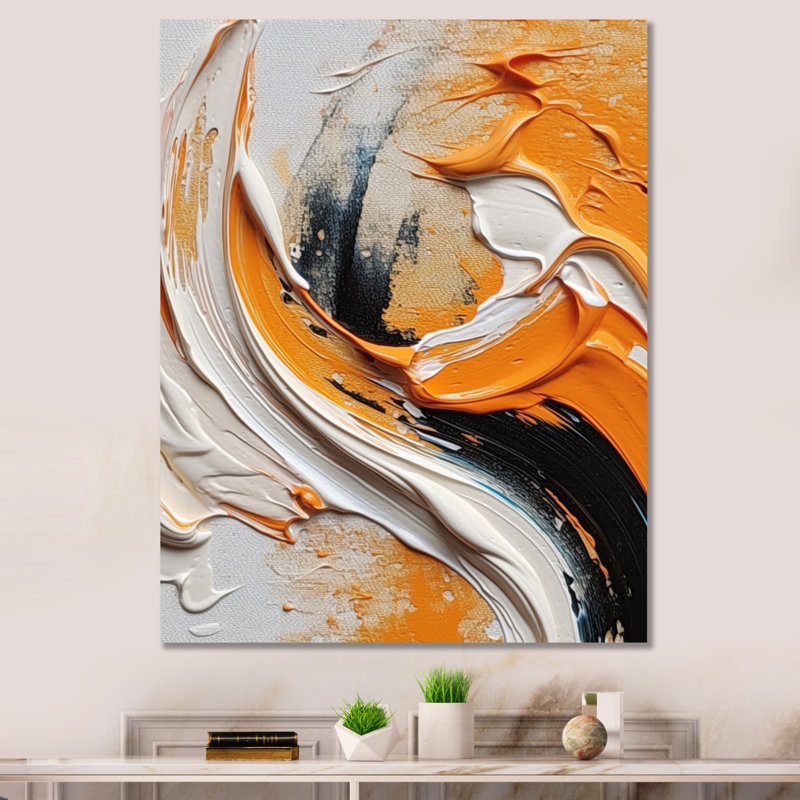 Orange et noir Mystic Spirals IV - Abstract Spirals, art mural sur toile, H 40 po x l 30 po x P 1,5 po, Toile tendue