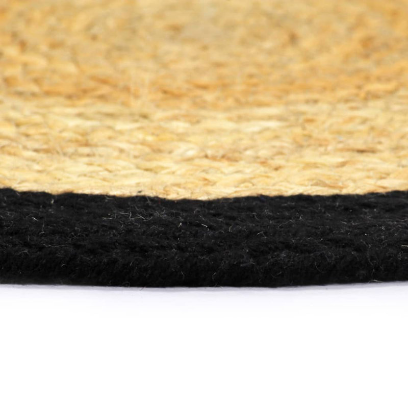 Brancaster No Pattern Round Placemat, Natural/Black