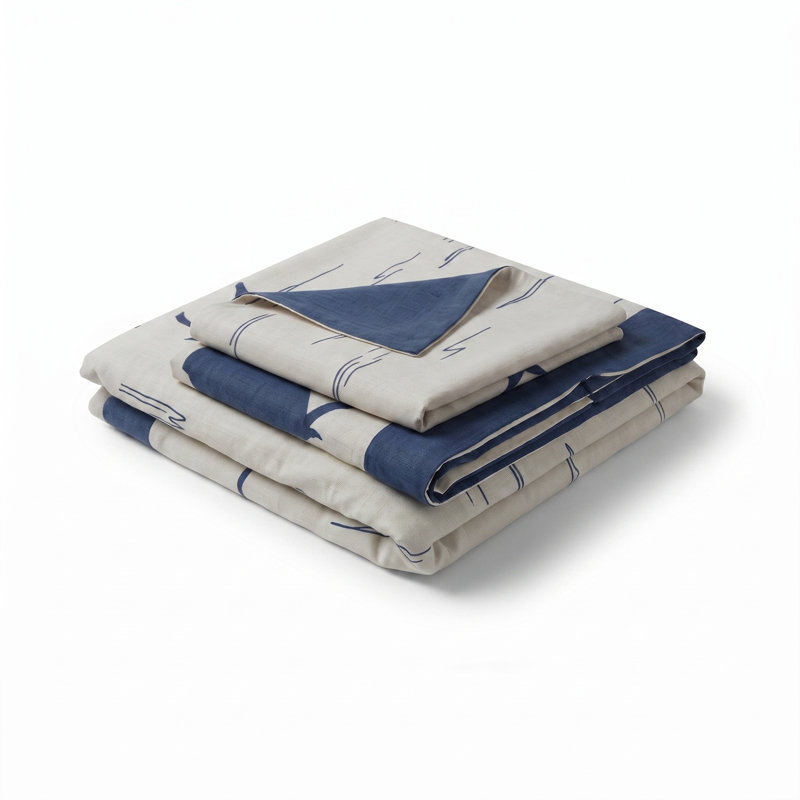 Cotton Blend Machine Printed Abstract Coverlet