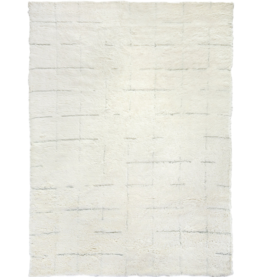 Moroccan Hand-Knotted Wool Ivory/Blue Area Rug EXQUISITE RUGS Rug 