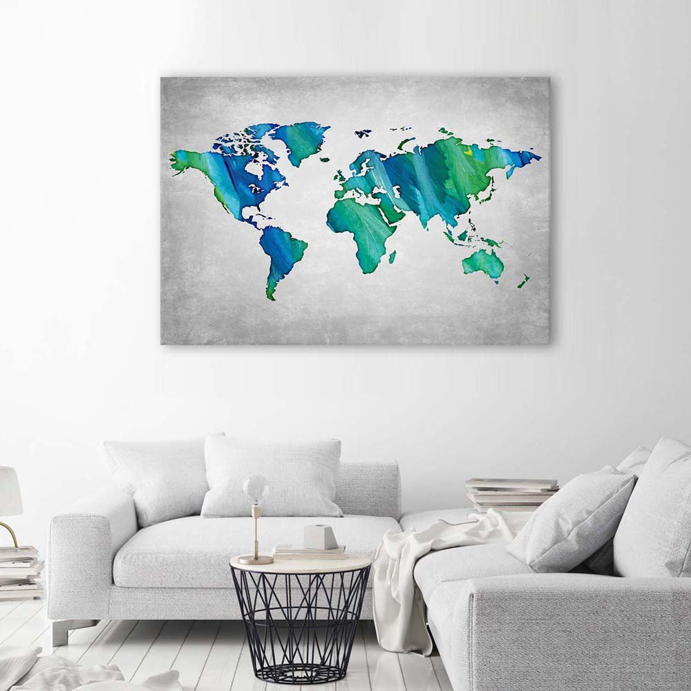 Leinwandbild World Map Grey