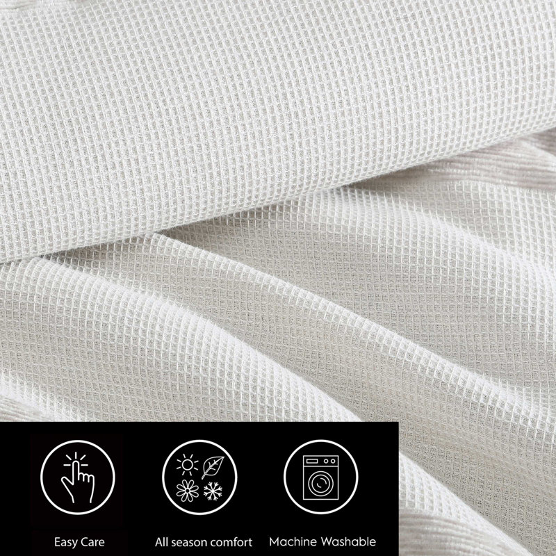 Vera Wang Chenille Waffle Stripe Beige Comforter Set, King Comforter + 2 King Pillow Shams