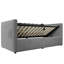 Lit de jour simple rembourré avec rangement hydraulique et chargement USB / Type-C - Canapé-lit à dossier capitonné avec lattes en bois-1031924042