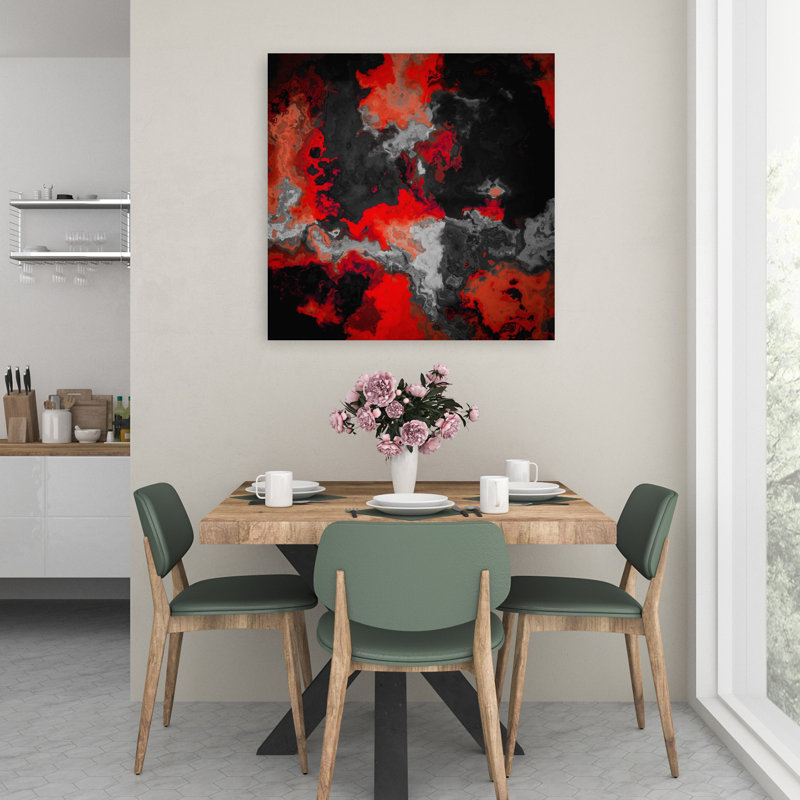 Molten Red Abstract Abstract Modern Contemporary Wall Art Print, 91.44cm H x 91.44cm W