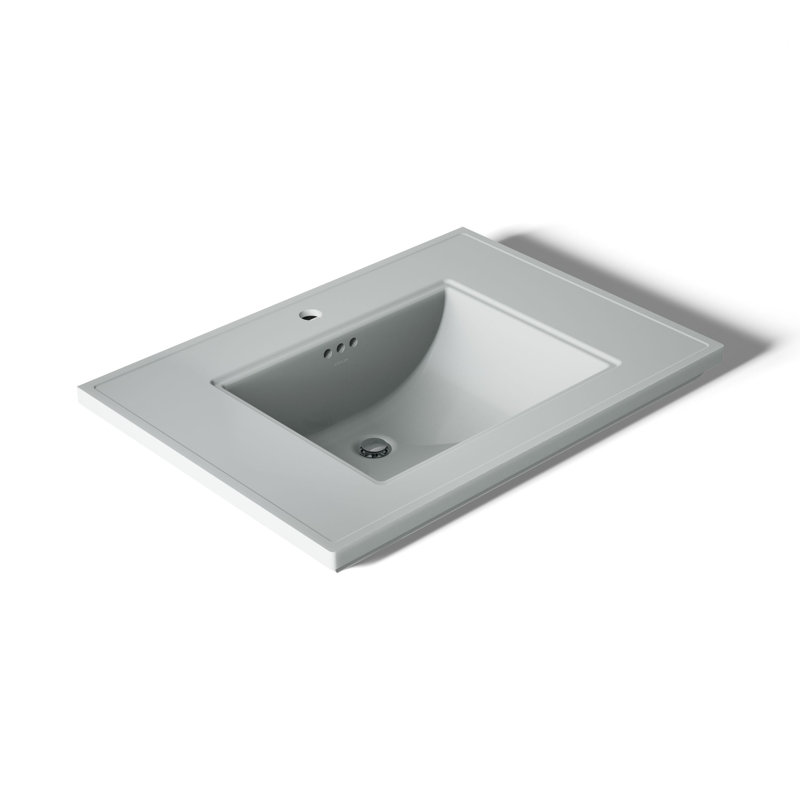 Memoirs Stately Pedestal/Console Table Bathroom Sink Basin with Single Faucet-hole Drilling, Ice Gray, Single Hole