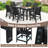7 Pieces Patio Dining Set Outdoor HDPE Weather Resistant Table & Chairs Set Black-93240604