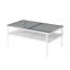 Table basse rectangulaire avec plateau en verre trempé gris et pieds blancs, table moderne pour le salon, table-1001494000