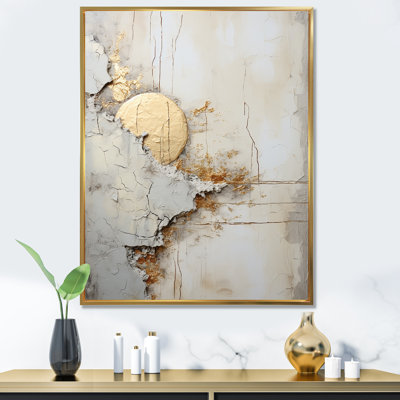 «Grey and White Nature Split» - Formes abstraites, reproduction sur toile encadrée