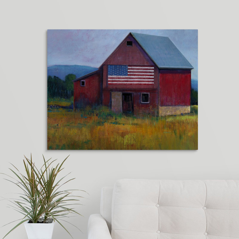 « patriotique », peinture sur toile, Toile tendue, H 24 po x l 30 po x p 1,25 po