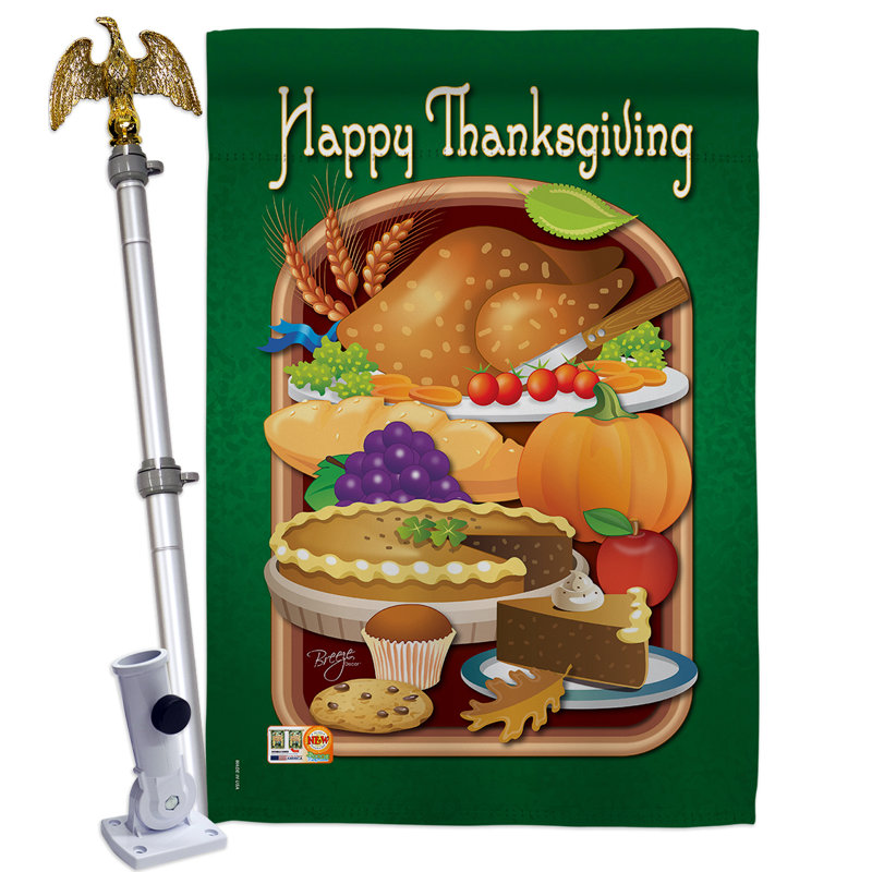 40 x 28 po en polyester à 2 côtés. thanksgiving ensemble de drapeau