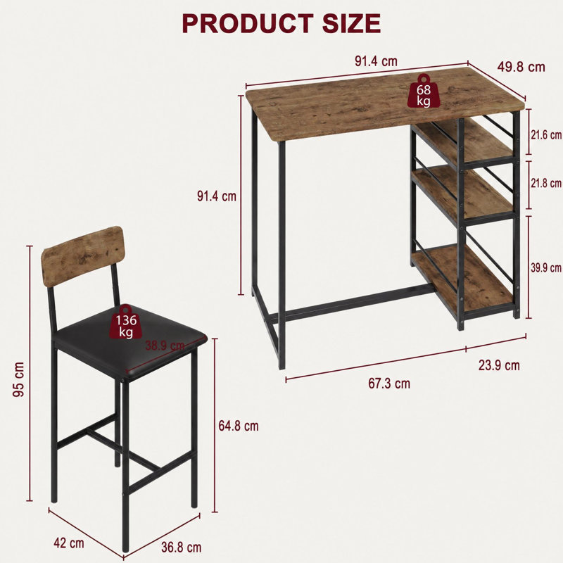 Dining Set, Brown, Brown, Black, Brown