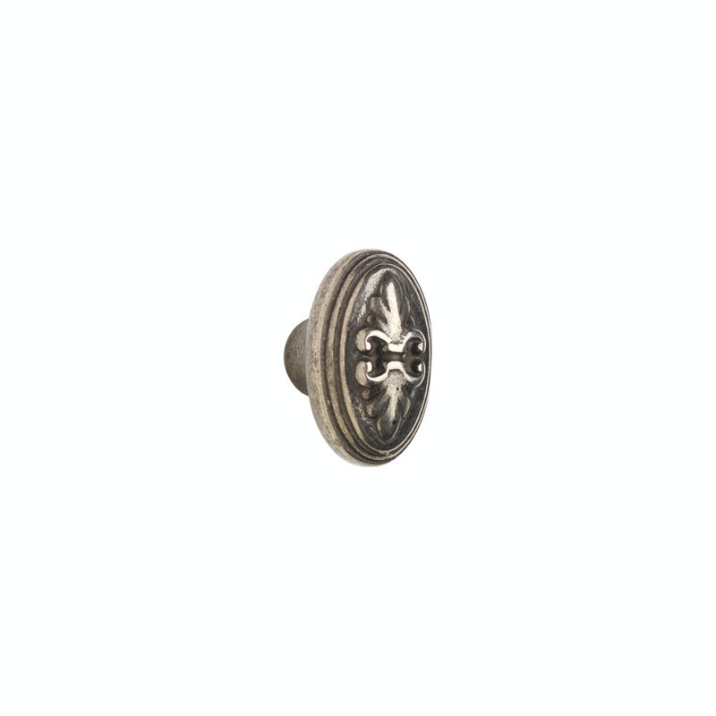 Fleur De Lis Bronze Oval Knob, White Bronze Medium