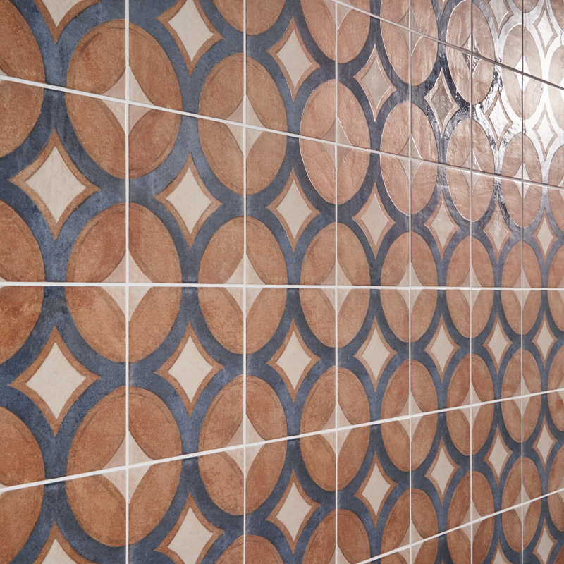Angela Harris Capri 7.87 In. X 7.87 In. Matte Porcelain Floor And Wall Tile (10.76 Sq. Ft. / Case), Circles Cotta