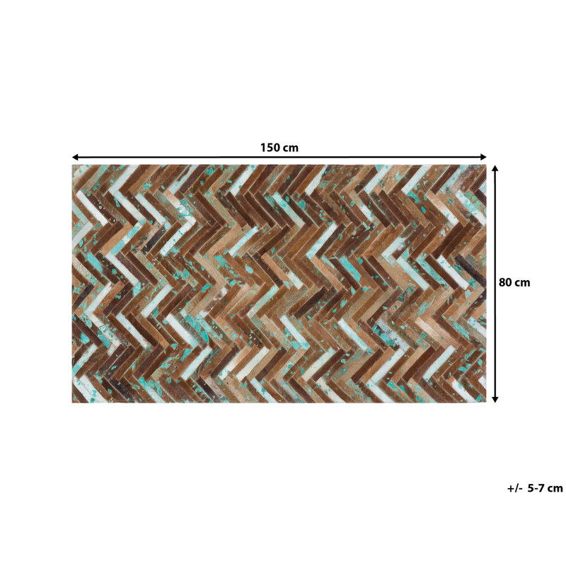 Leather Hand Woven Area Rug, Rectangle 80 x 150cm