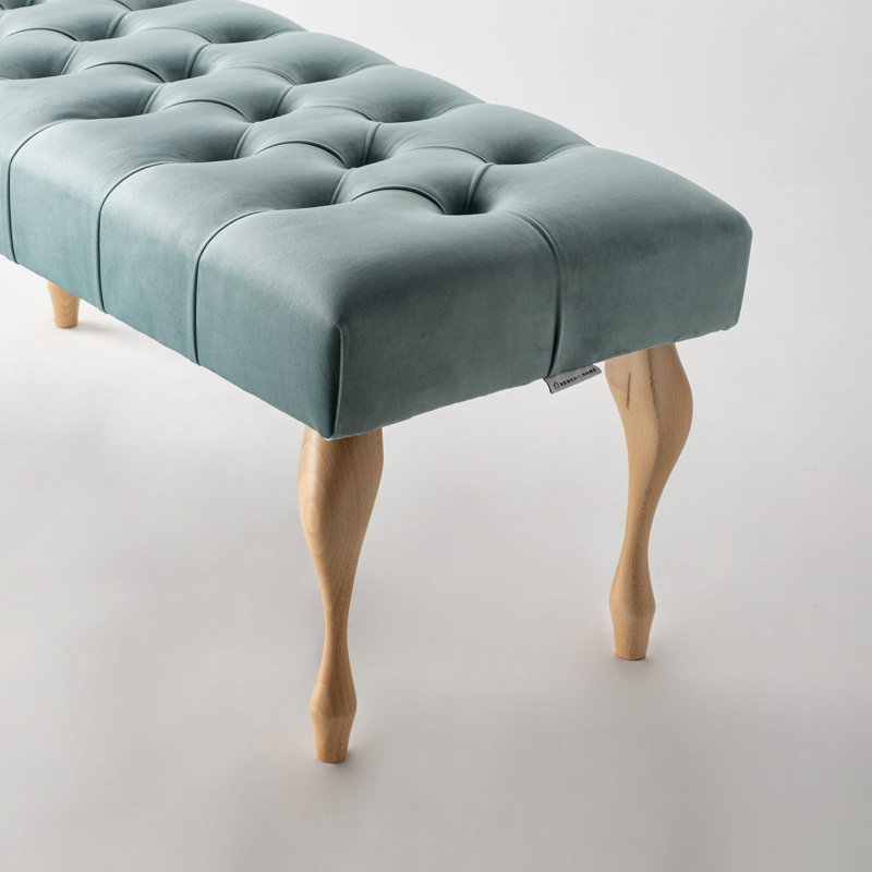 Upholstered Bench, H40 x W120 x D35cm, Mint, Natural