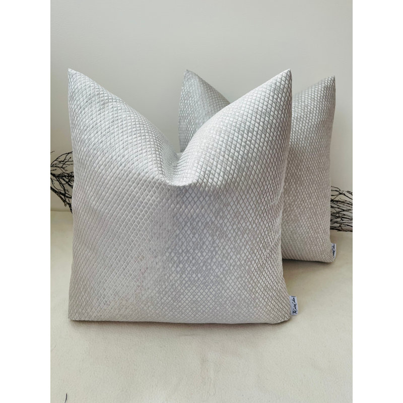 Abstract Silver Square Throw Pillow Cover, Silver
