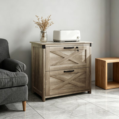 Classeurs latéraux en bois 31,3 po à 2 tiroirs avec serrure pour bureau personnel, format lettre / légal / A4 / F4, assemblage requis