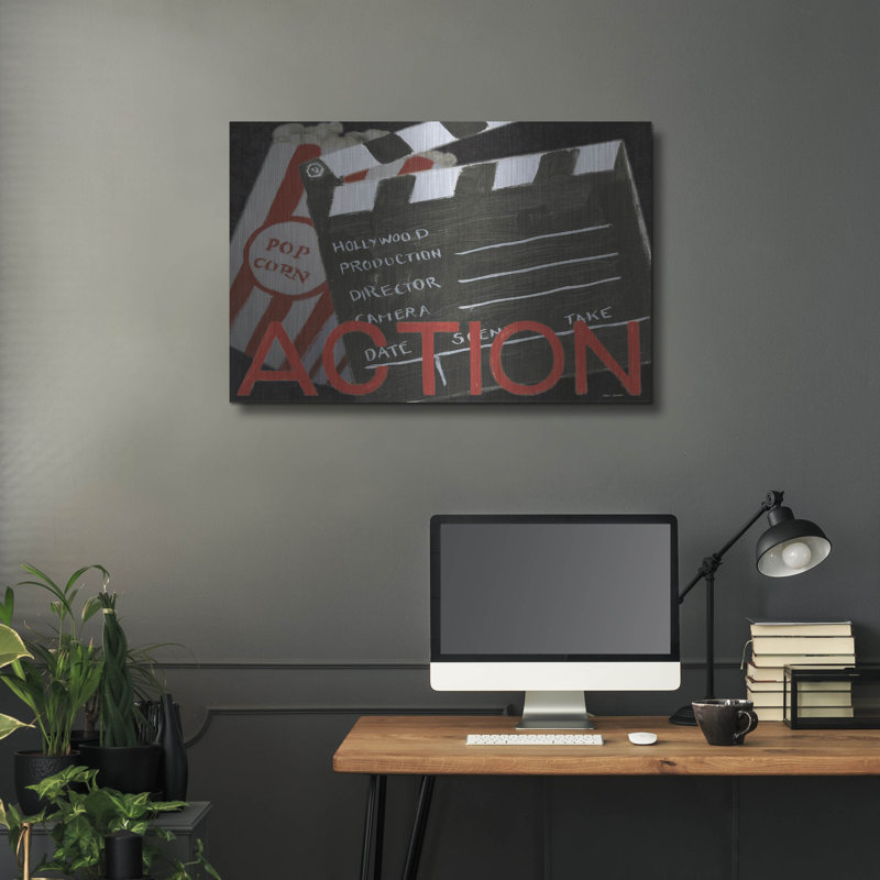 Art mural en métal Red Barrel Studio® «Lights caméra action 3» par Marco Fabiano, H 24 po x l 36 po